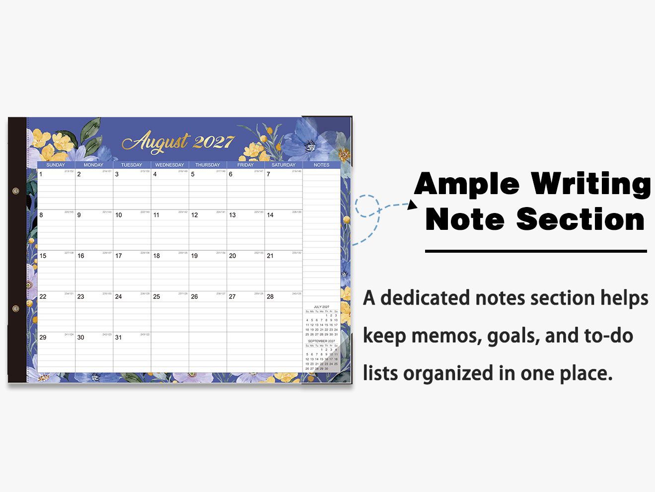 2027-2028 Desk Calendar - 22" x 17", 18 Month Desk Calendar January 2027 - June 2028, Large Monthly Desktop Calendar with Plastic Cover, Thick Paper, Corner Protectors 