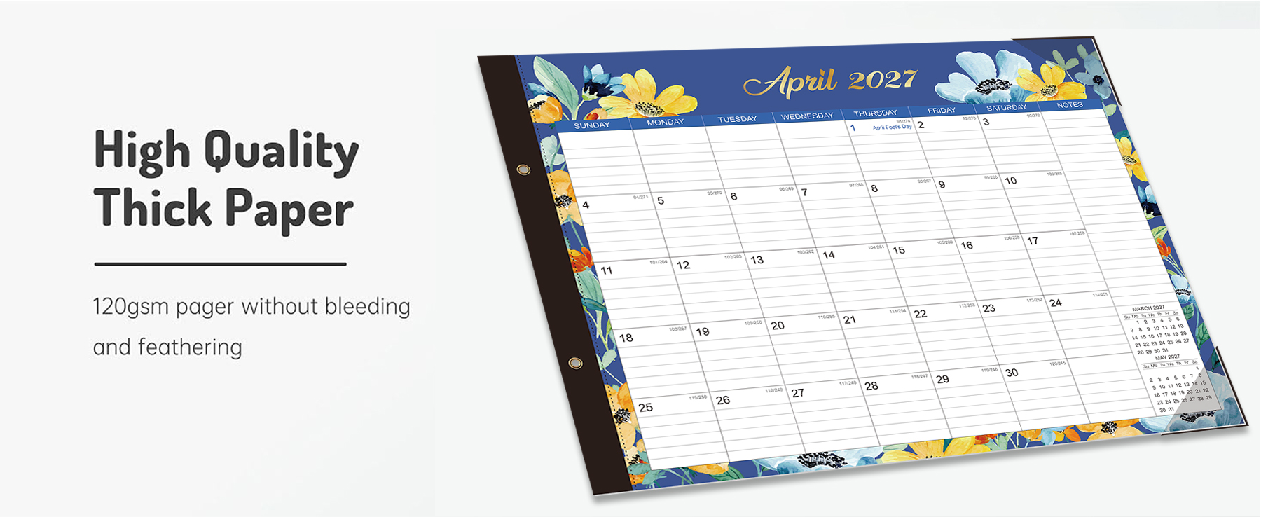 2027-2028 Desk Calendar - 22" x 17", 18 Month Desk Calendar January 2027 - June 2028, Large Monthly Desktop Calendar with Plastic Cover, Thick Paper, Corner Protectors 