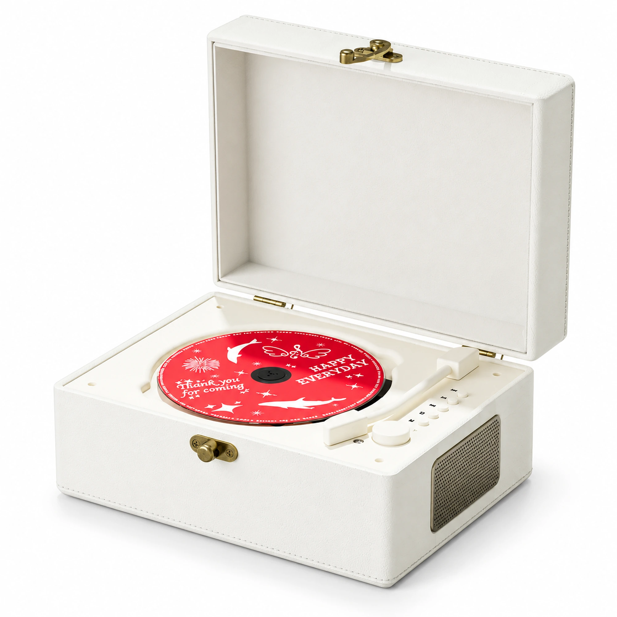 Soryne V80 – Hi-Fi-CD-Player: Dual-Lautsprecher, Präzisionslaser, Vintage-Leder & Holz
