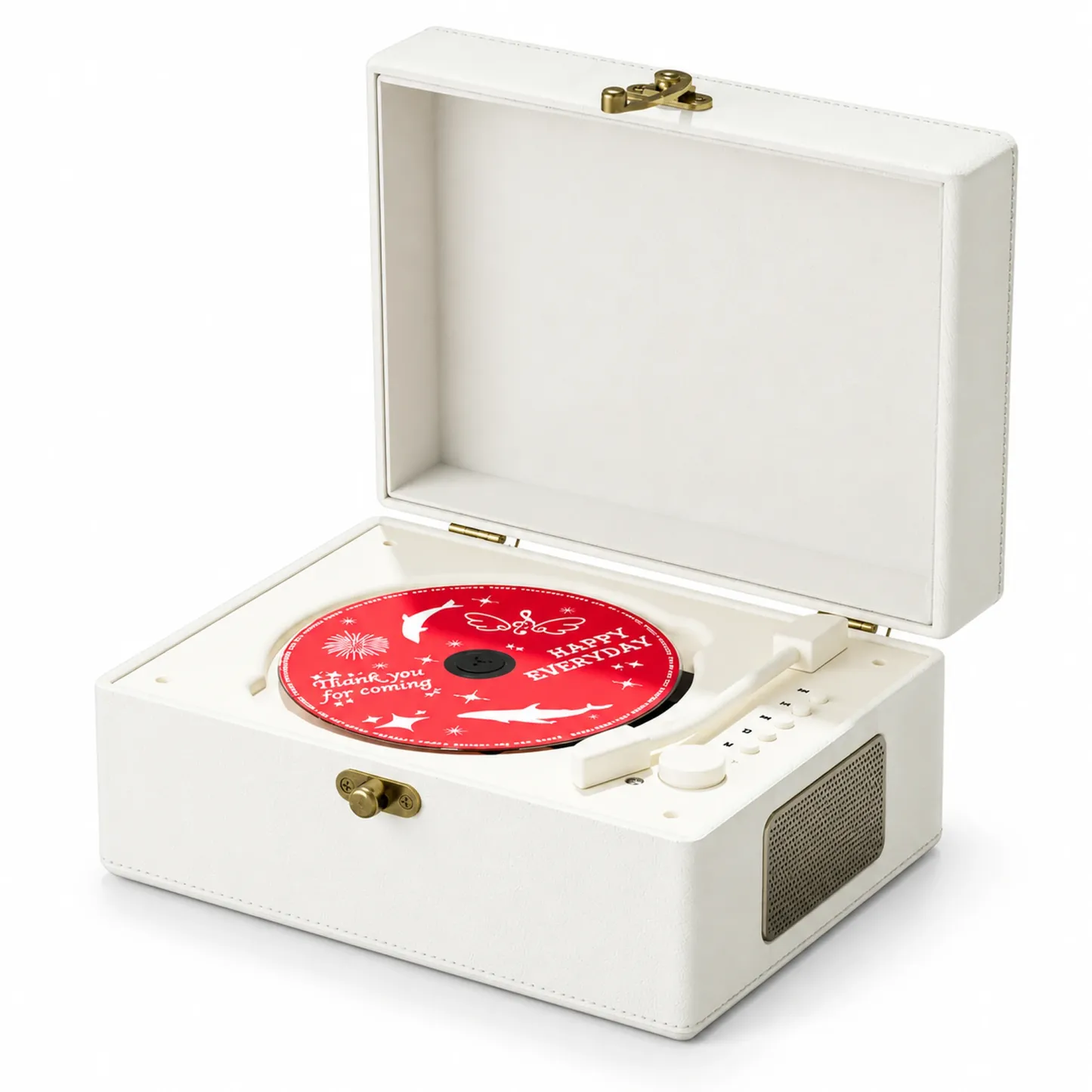 Soryne V80 – Hi-Fi-CD-Player: Dual-Lautsprecher, Präzisionslaser, Vintage-Leder & Holz
