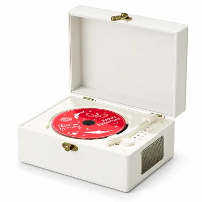 Soryne V80 – Hi-Fi-CD-Player: Dual-Lautsprecher, Präzisionslaser, Vintage-Leder & Holz