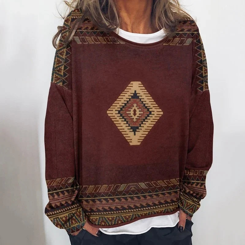 Vintage printed long sleeve Pullover