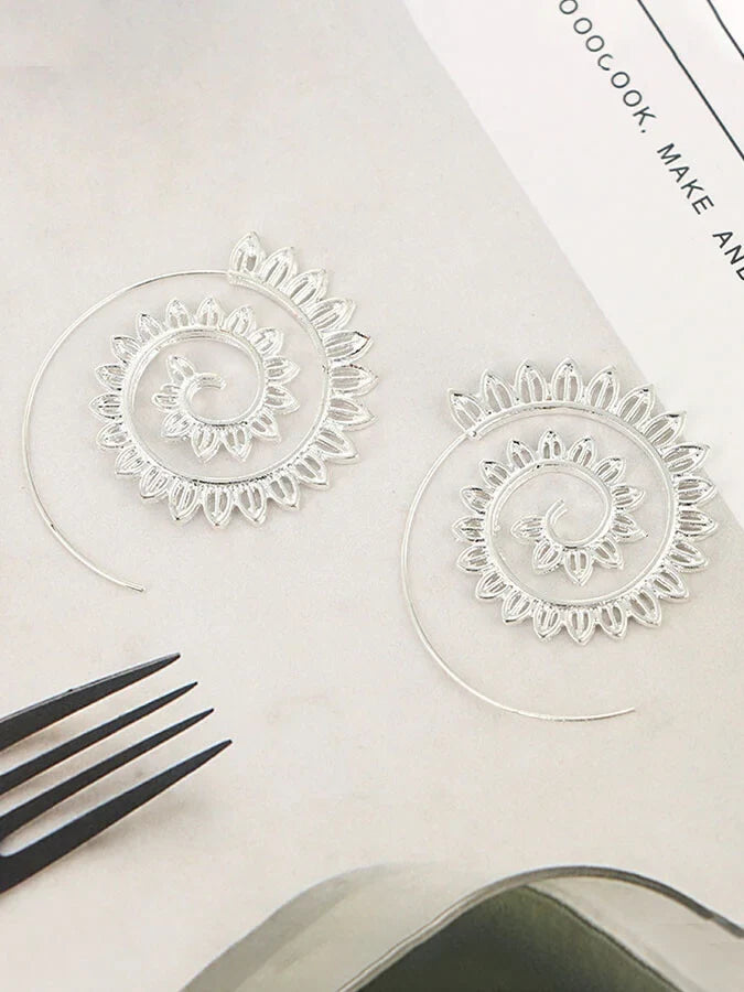 Personalized Spiral Leaf Earrings.