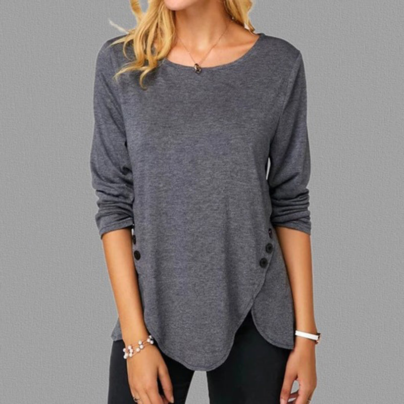 Wisherryy Casual Solid Color Irregular T-shirt
