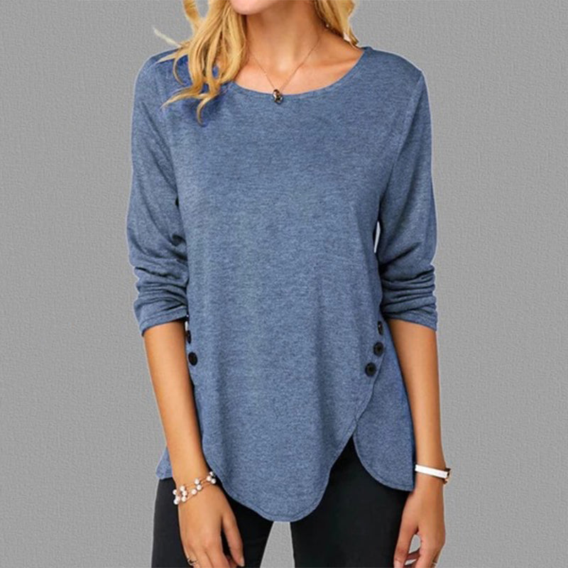 Wisherryy Casual Solid Color Irregular T-shirt