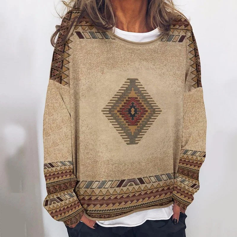 Vintage printed long sleeve Pullover