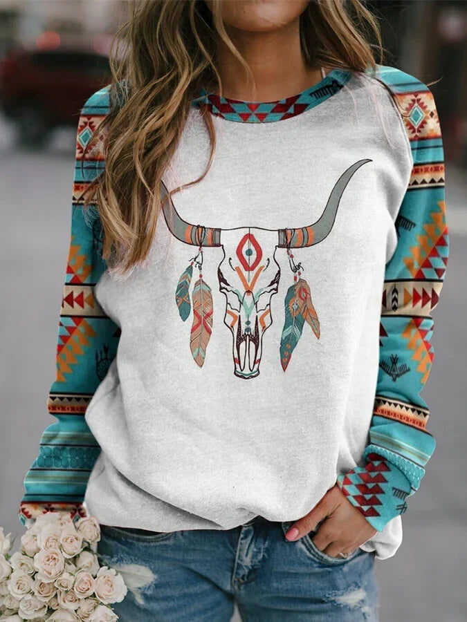 Casual Geometric Pattern Retro Sweatshirt.