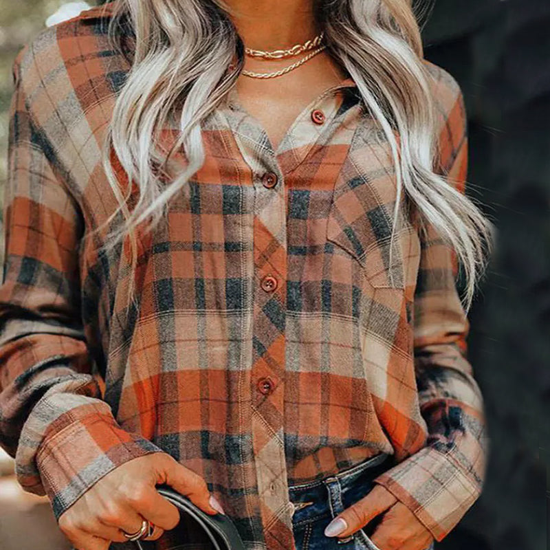Casual Vintage Check Long Sleeve Shirt
