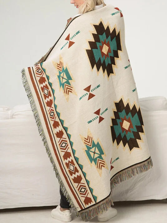 Tribal Blankets Indian Outdoor Rugs Camping Picnic Blanket Boho Decorative Bed Blankets Plaid Sofa Mats Travel Rug Tassels Linen.