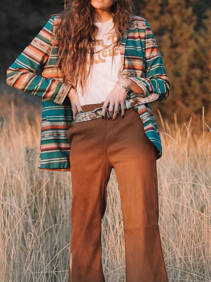 Retro ethnic print cardigan jacket.