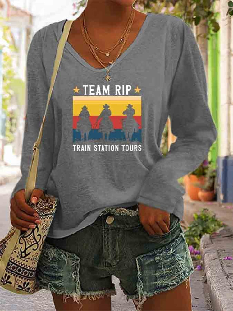 Team Rip Train Station Tours Casual Print T Shirt