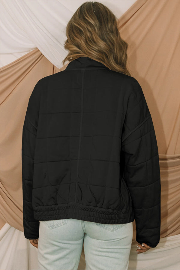 Zip Up Pocket Quilted Cropped Jacket
