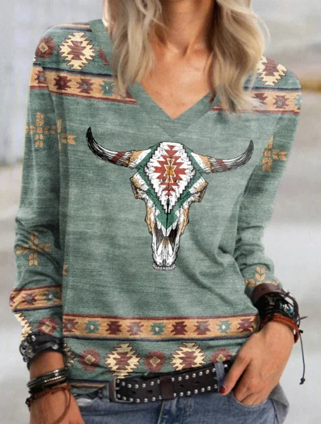 Women's Western Cattle AZTEC Sweatshirt.