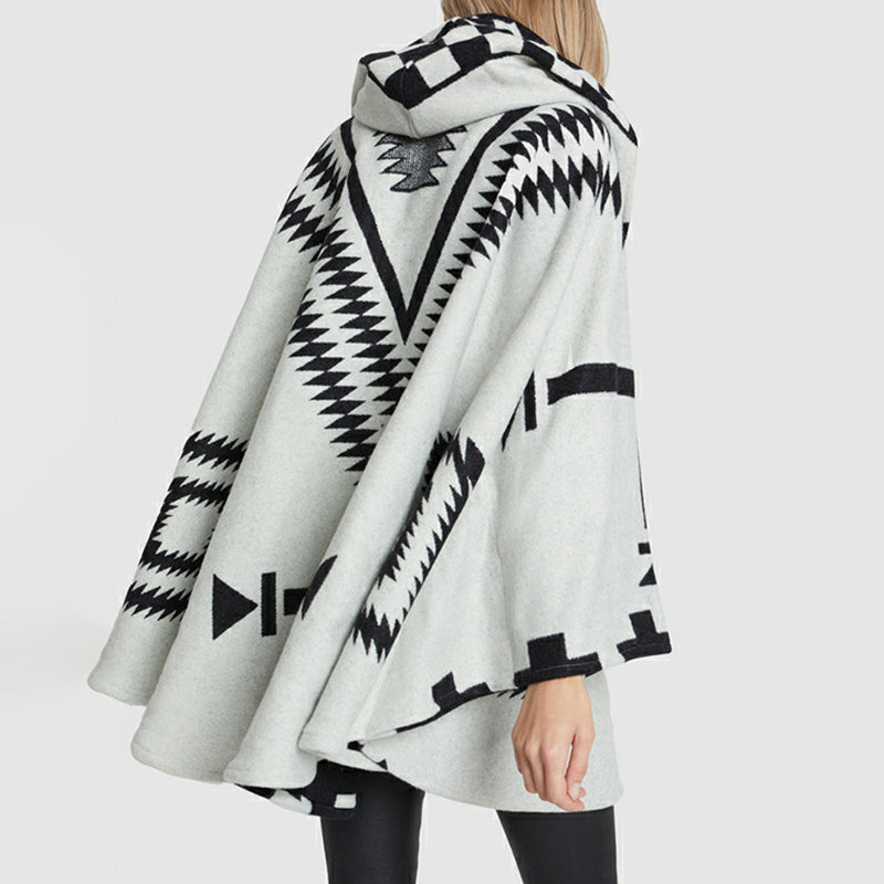 Fashion Printed Hooded Short Coat