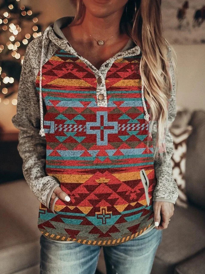 Women's Western AZTEC Hoodie.
