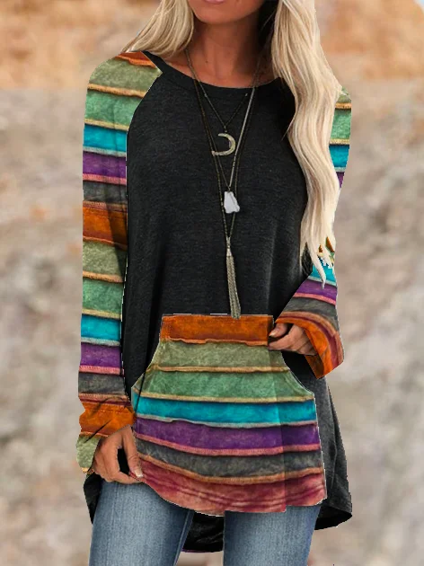 casual printed crew neck Pullover Sweatshirt sweater