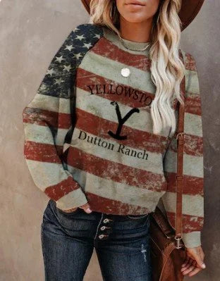 Custom Vintage printed crew neck Pullover Sweatshirt