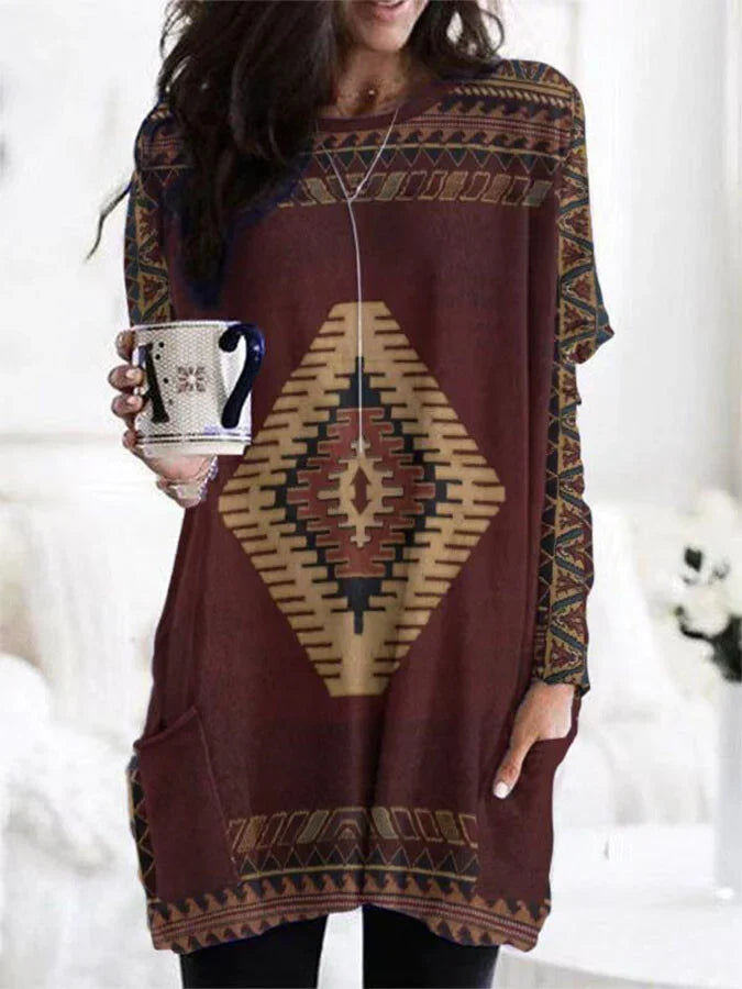 Vintage Print V-Neck T-Shirt.