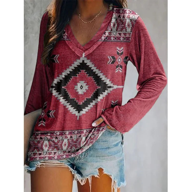 new national style top long sleeve T-shirt