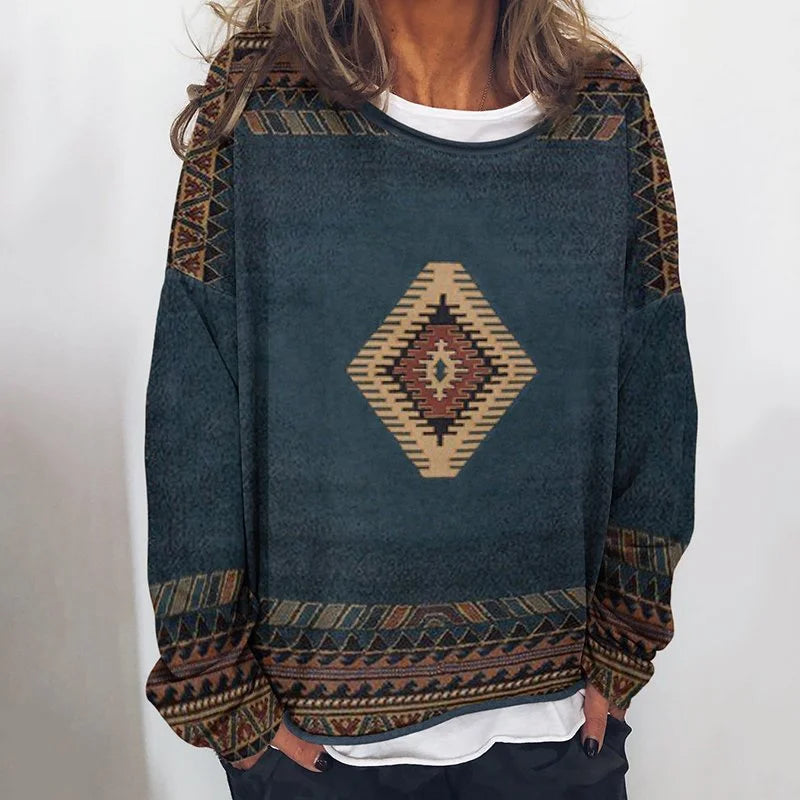 Vintage printed long sleeve Pullover