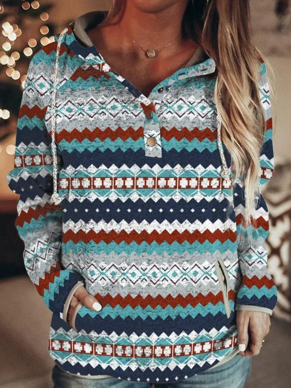 autumn and winter printed national style versatile sweater