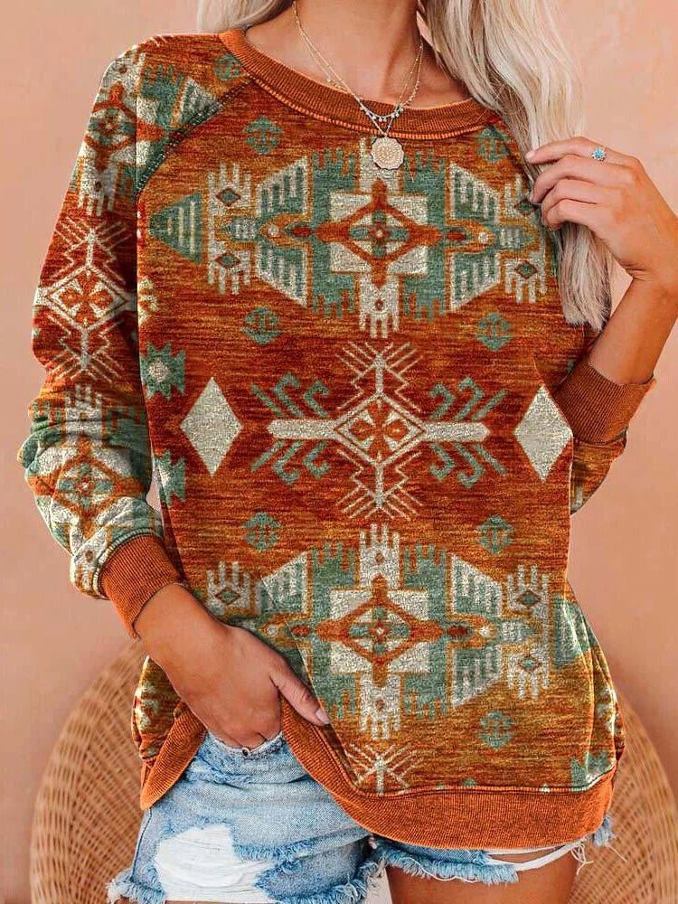 Women's Western AZTEC Retro Sweatshirt.