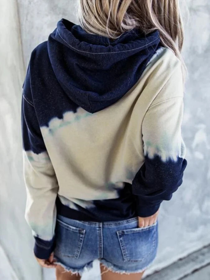 Women's girl and horse print tie-dye sweatshirt.