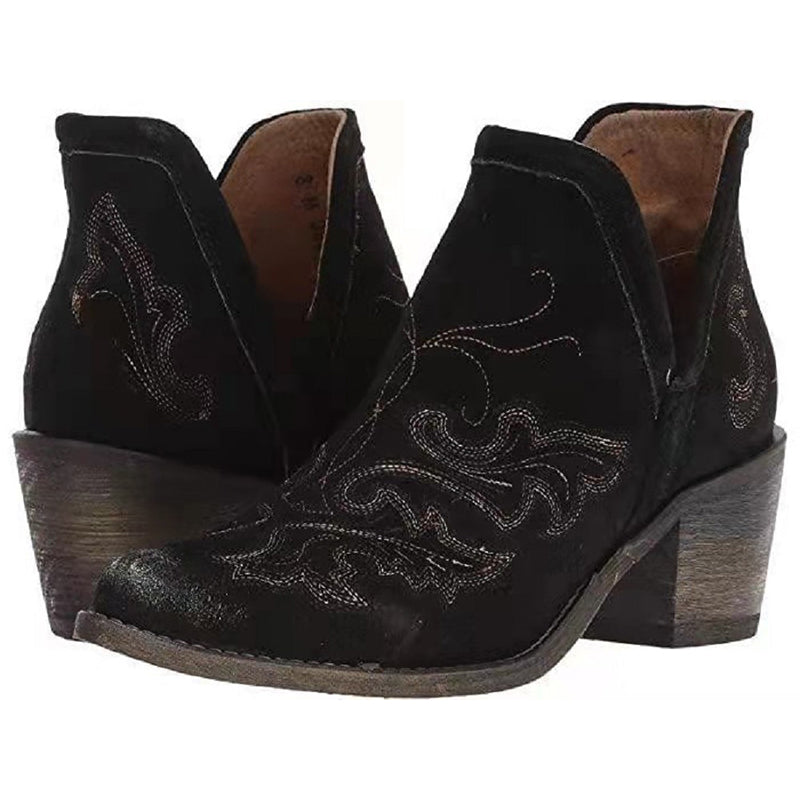 Vintage Ethnic Pattern Ankle Boots