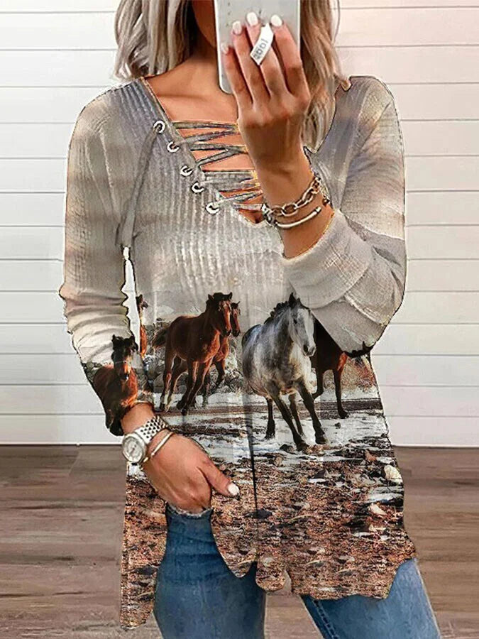 Animal Print V-Neck T-Shirt.