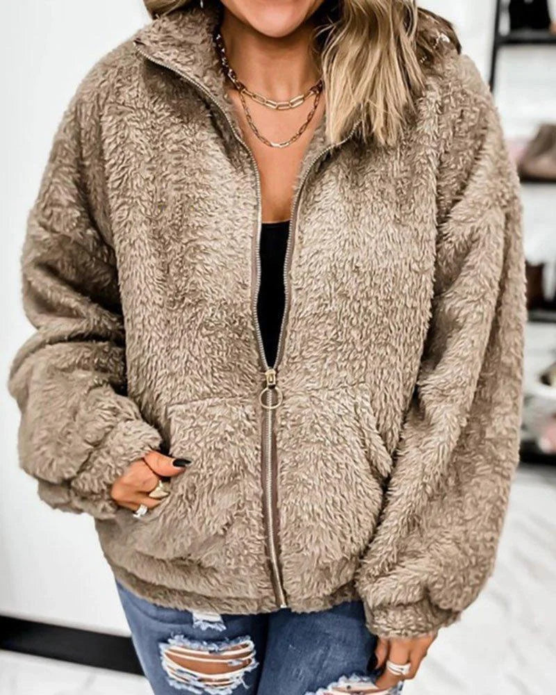 Woolen autumn and winter cardigan coat