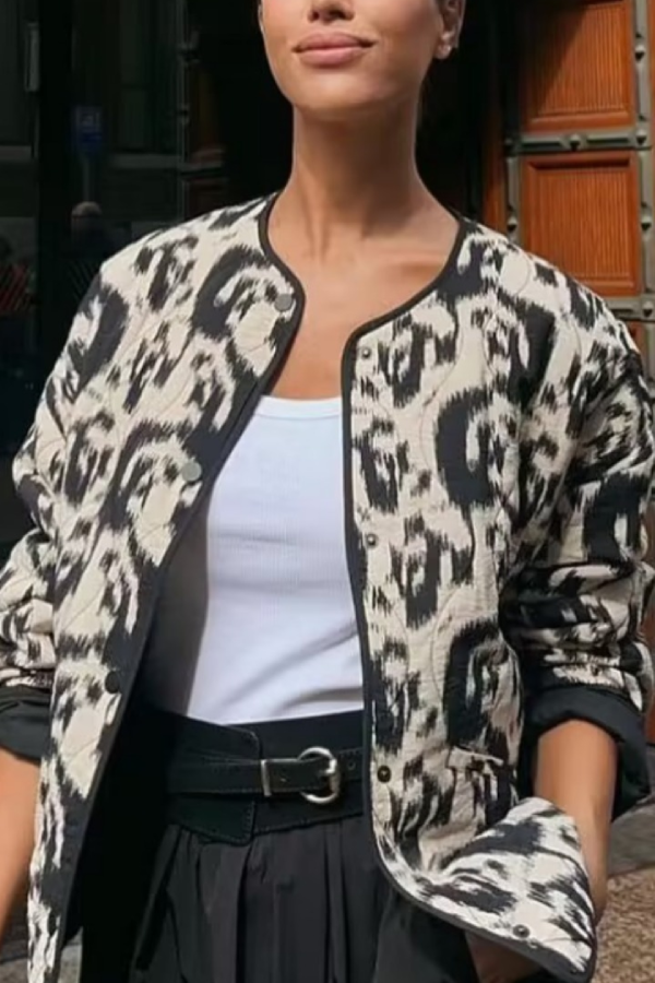 Loose Animal Print Cotton Jacket