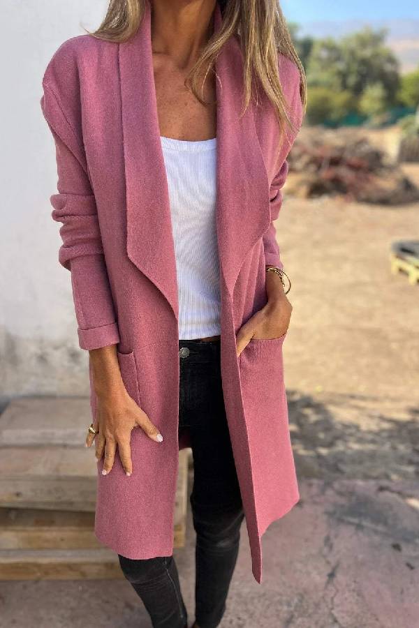 Versatile mid-length cardigan jacket