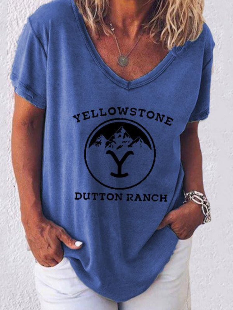Western Mountains Print Short Sleeve T Shirt