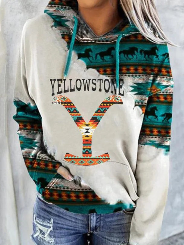 Custom Loose casual color block printed long sleeved Hoodie