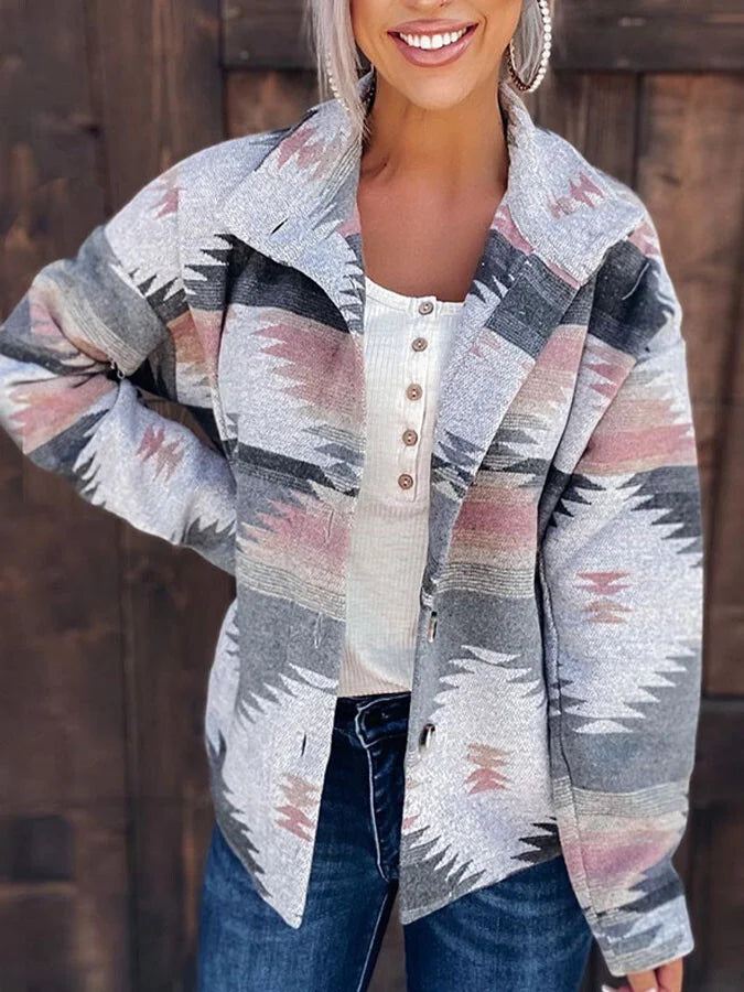 Ethnic Retro Geometric Coat.