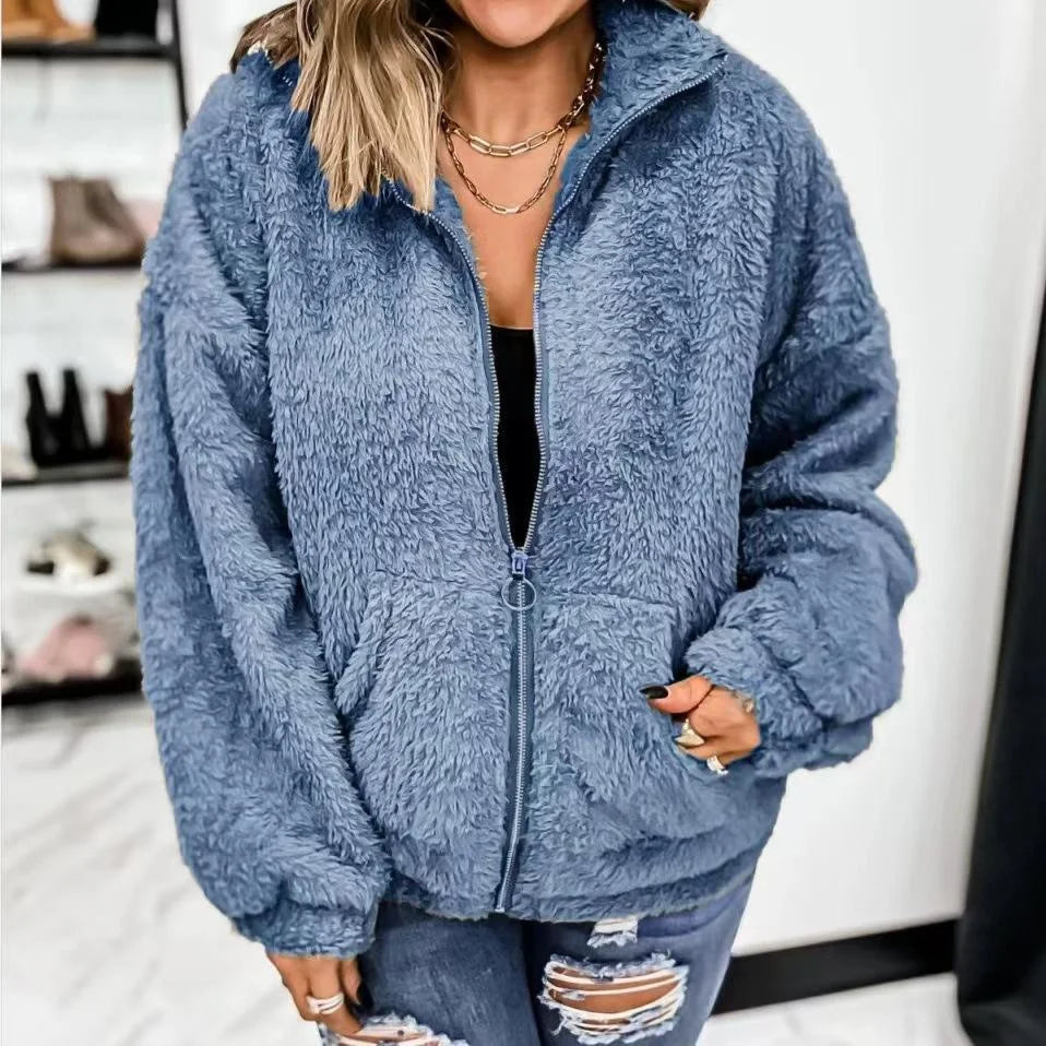 Woolen autumn and winter cardigan coat