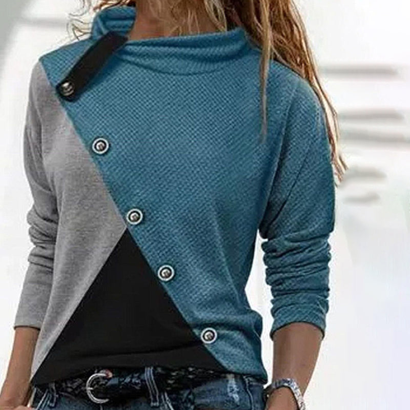 Colorblock Long Sleeve Turtleneck T-Shirt