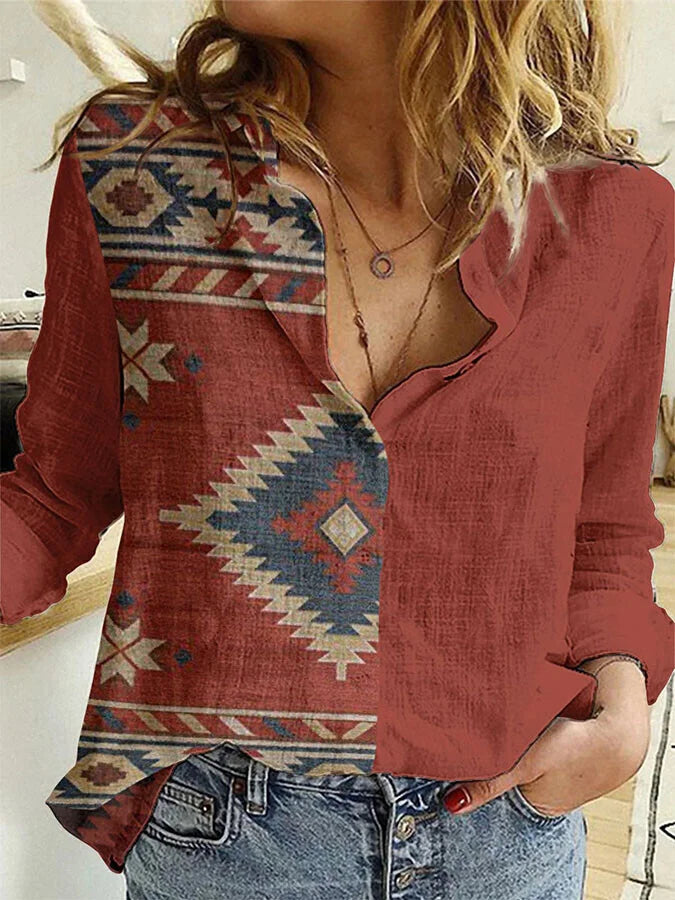 Vintage Print Long Sleeve Shirt.