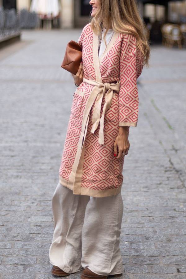 Long Two-tone Kimono Coat