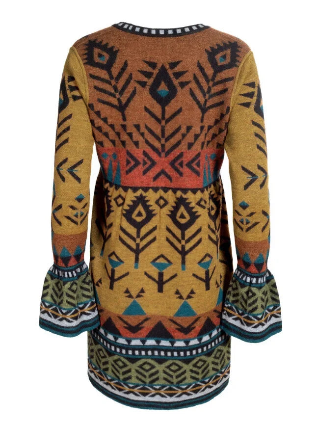 Printed Vintage Long-Sleeved Cardigan Jacket.