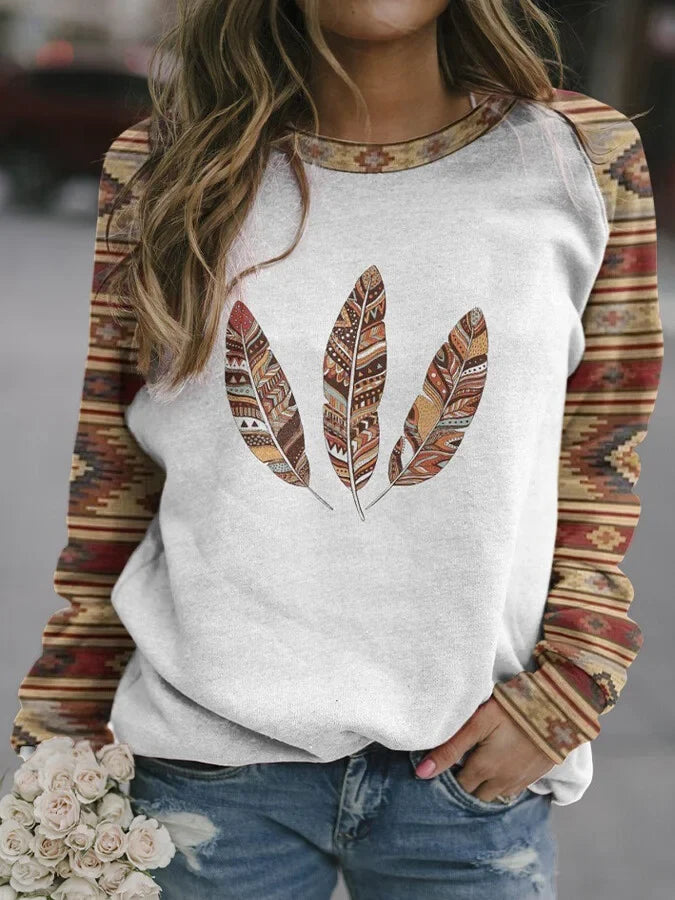 Women's Western Style Feather Sweater.