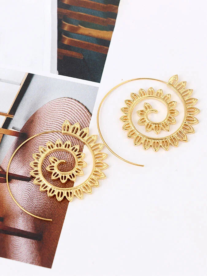 Personalized Spiral Leaf Earrings.
