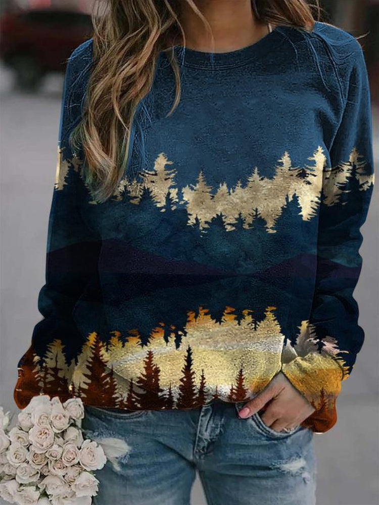 Mountains Lanscape Inspired Print Sweatshirt