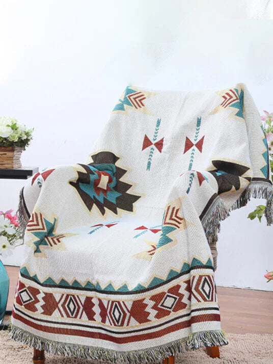 Tribal Blankets Indian Outdoor Rugs Camping Picnic Blanket Boho Decorative Bed Blankets Plaid Sofa Mats Travel Rug Tassels Linen.