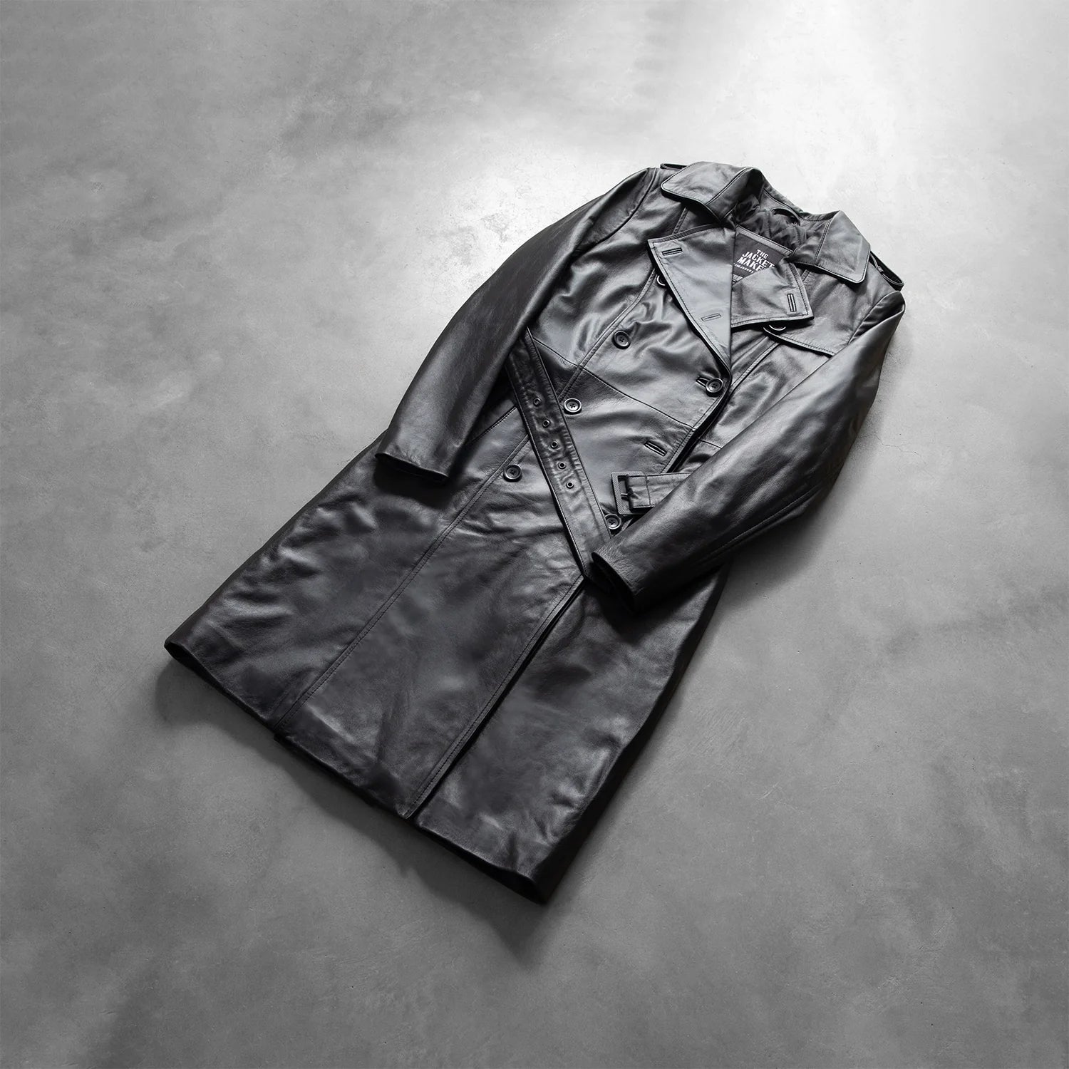 Alice Black Double Breasted Leather Coat