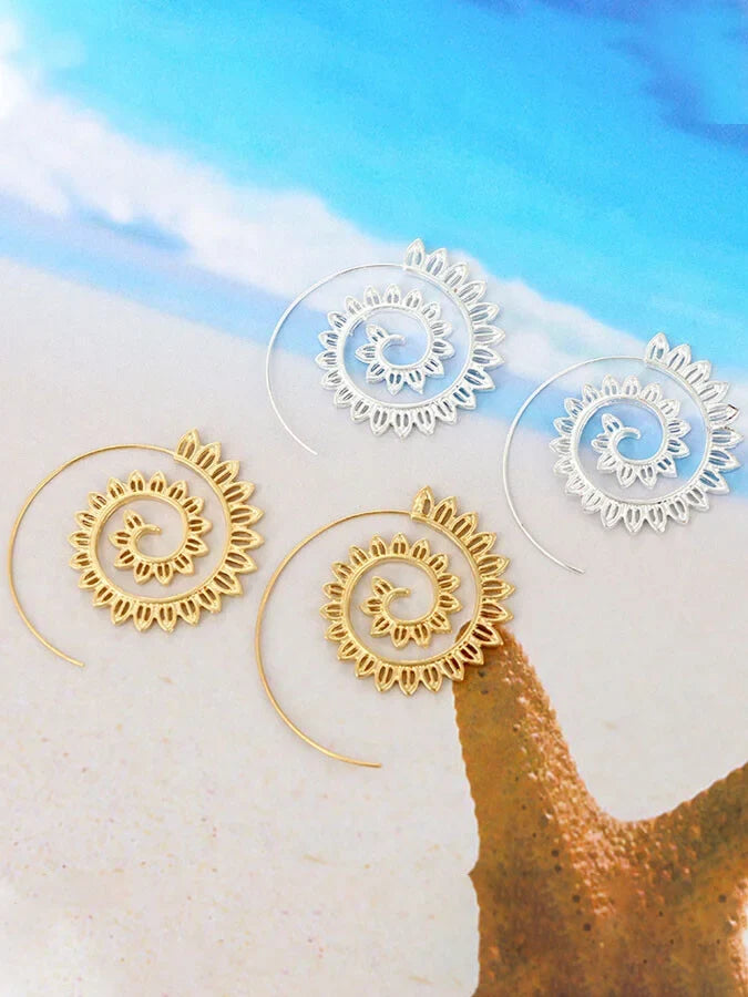 Personalized Spiral Leaf Earrings.