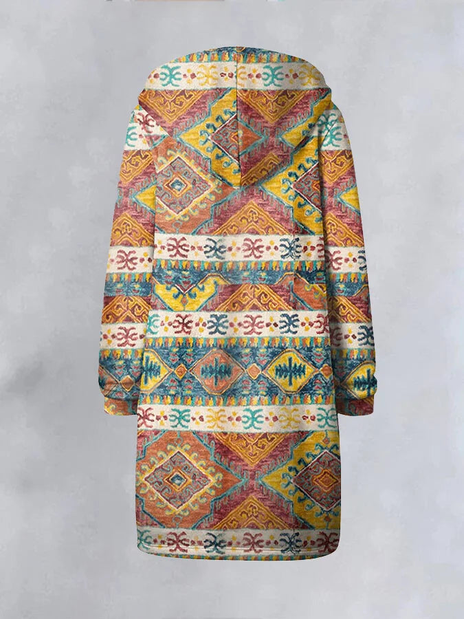 Ethnic Geometric Print Coat.
