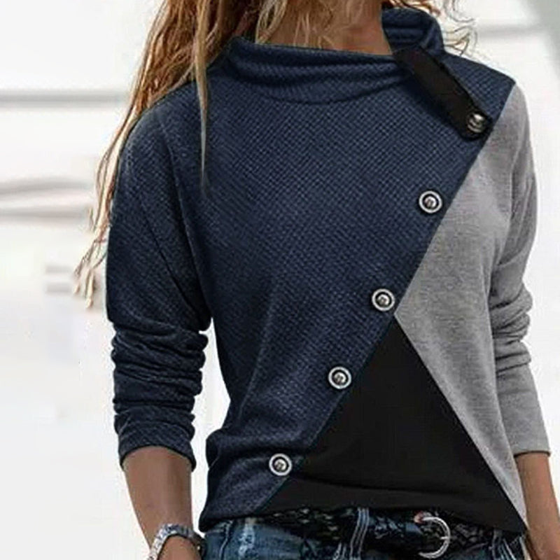 Colorblock Long Sleeve Turtleneck T-Shirt
