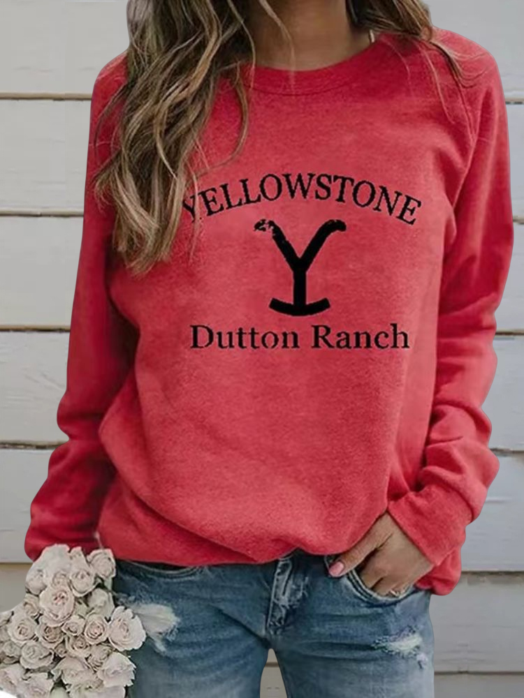 Western Inspired Print Long Sleeve Sweatshirt