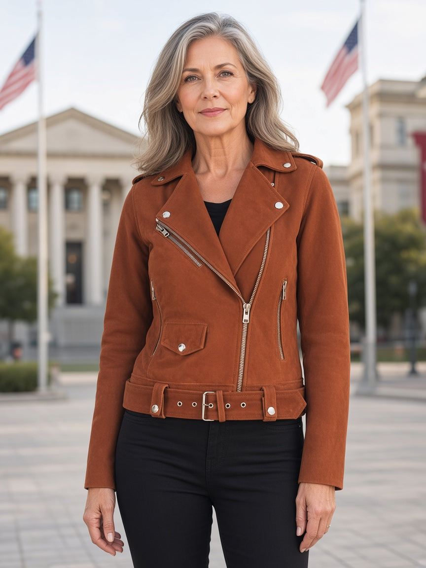 Alison Brown Suede Biker Jacket